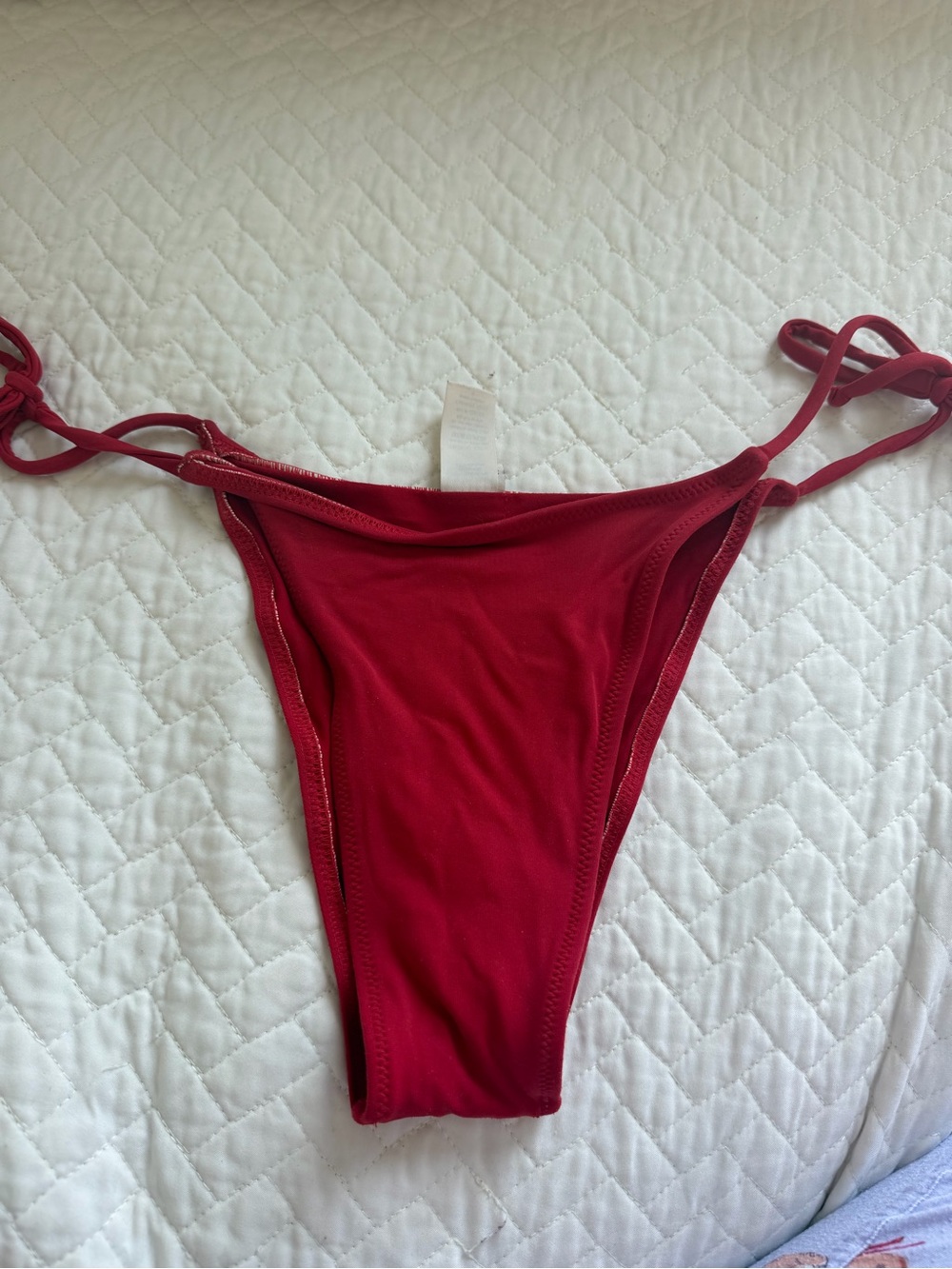 Tropic of C Praia Tie Side Bikini Bottom Poppy Red Size Small